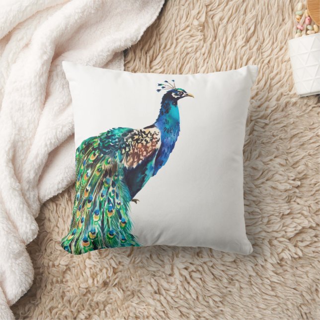 Almofada Peacock Azul Turquesa Pássaro Branco (Cobertor)