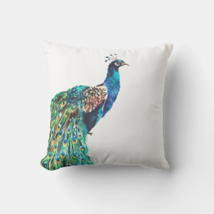 Almofada Peacock Azul Turquesa Pássaro Branco
