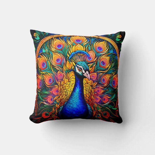 Almofada Peacock Estilo de Vidro Obtido (Frente)