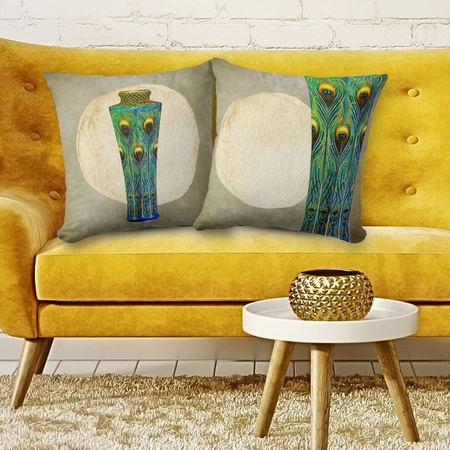 Almofada Peacock Feather Vase Masterícula De 1900 (Criador carregado)