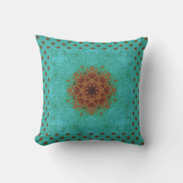 Almofada Peacock Green e Rust Graphical Mandala