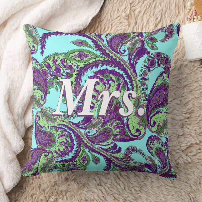 Almofada Peacock Paisley Purple e Green Brides (Cobertor)