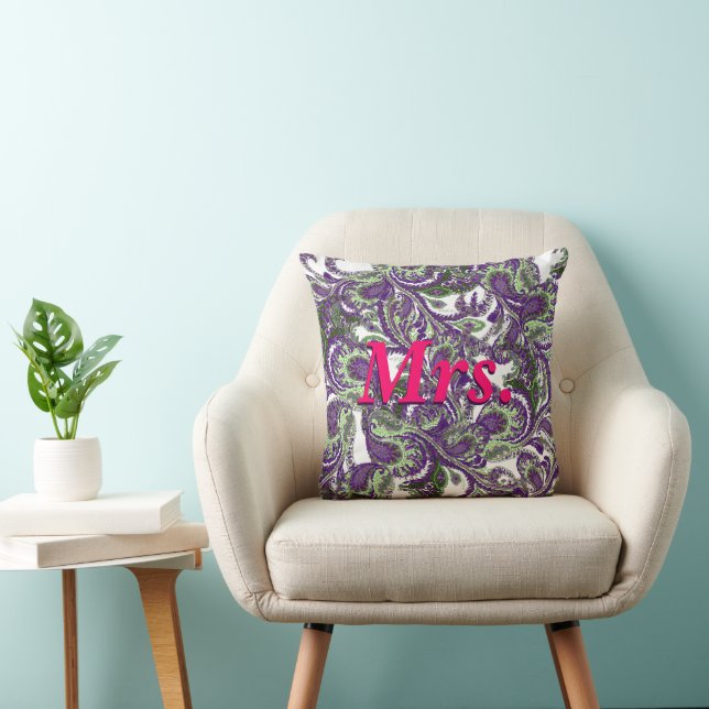 Almofada Peacock Paisley Purple e Green Brides (Cadeira)