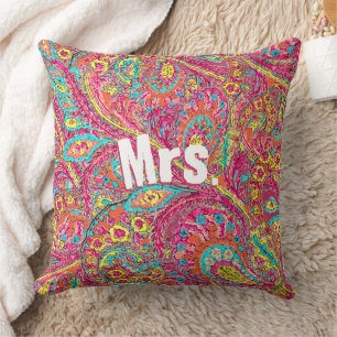 Almofada Peacock Paisley Tangerine Mostard Yellow Brides