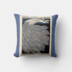 Almofada Peacock Vintage Blue Art Nouveau Art
