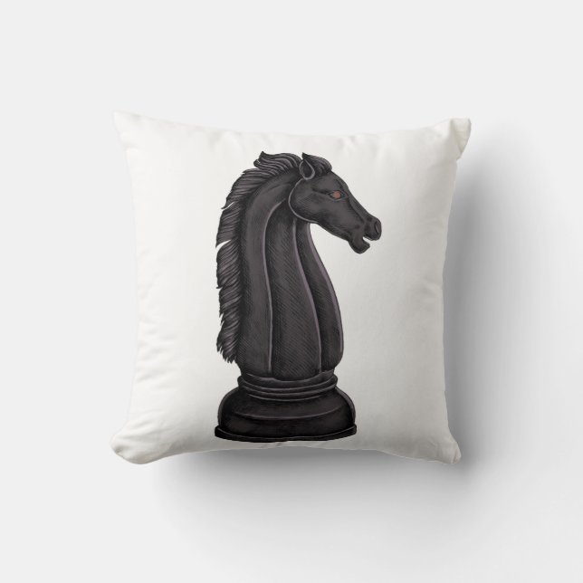 Almofada Peça de xadrez preta vintage (Frente)