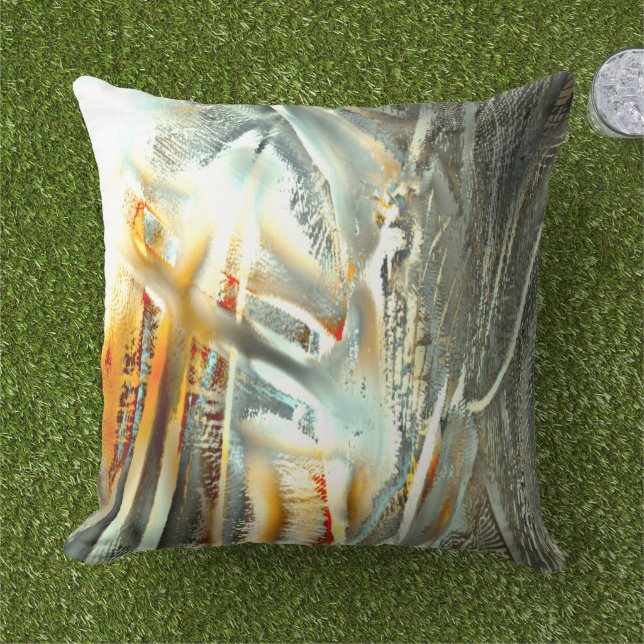 Almofada Peças de textura de cinza a recorte digital (Grama)