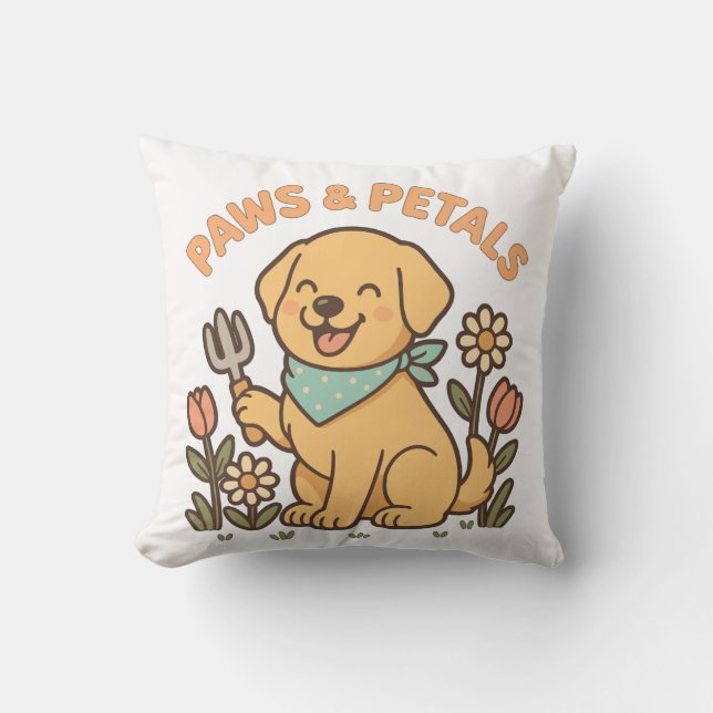 Almofada Peças e Petais - Camiseta de cão de jardinagem par (Frente)