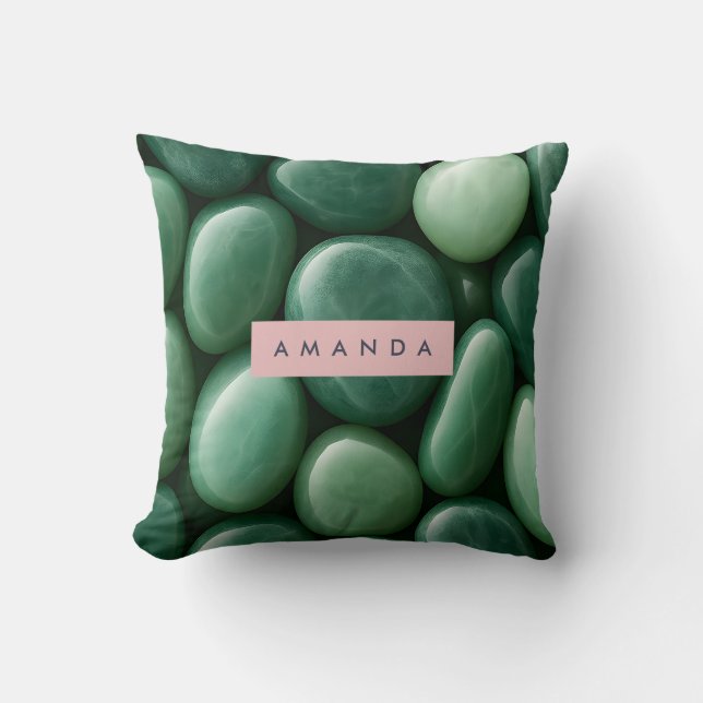 Almofada Pedra de Jade Verde Serena Personalizada (Frente)