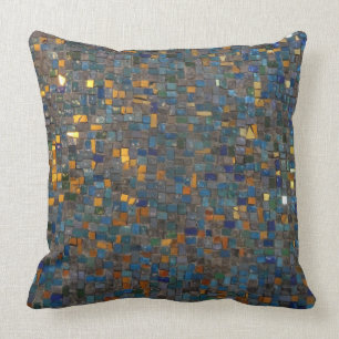 Almofada Pedras do mosaico no azul e no ouro