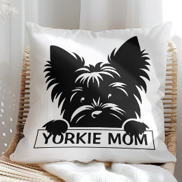 Almofada Peeking Yorkie Black Silhouette Yorkie Mãe
