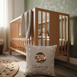 Almofada Pegadas de Bebê Rosa Bonitas Primeiro Natal do Beb