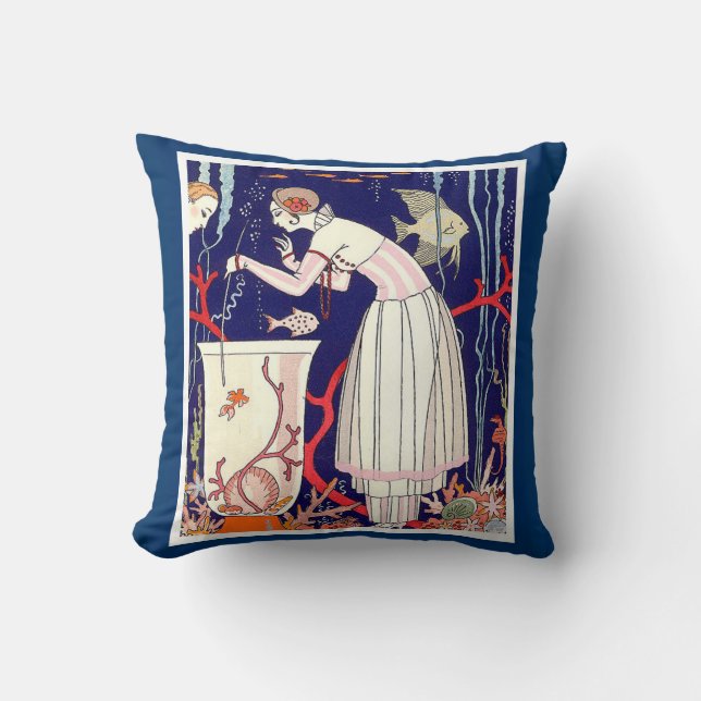 ALMOFADA PEIXE BURACO, FASHIÃO DE BELEZA ARTE DECO (Frente)