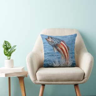 Almofada Peixe da Bandeira Americana Patriótica