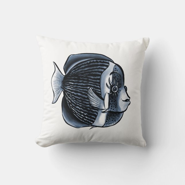 Almofada Peixe Gelado com Eyelashes Ângora Tropical (Frente)