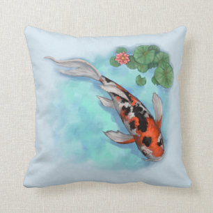 Almofada Peixe Koi Vermelho, Preto