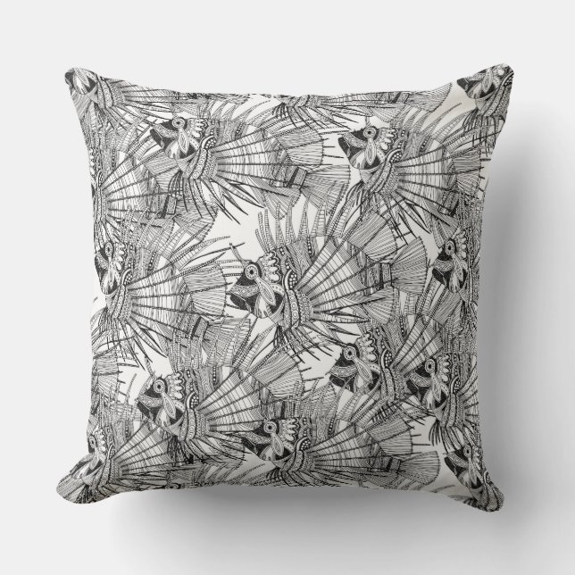 Almofada peixe mirando branco preto (Frente)