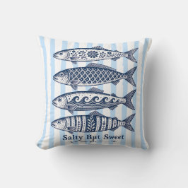 Almofada Peixe Náutico de Faixa Azul Salgado Mas Doce