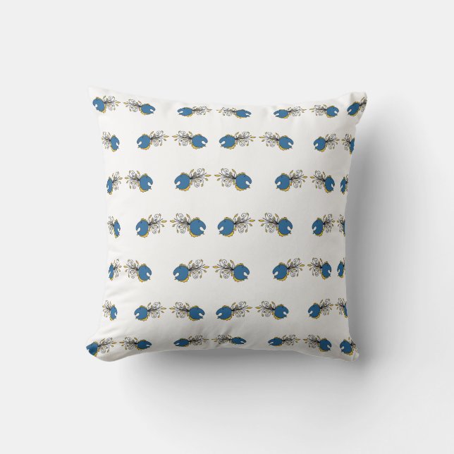 Almofada Peixe-pavão azul e amarelo (Frente)