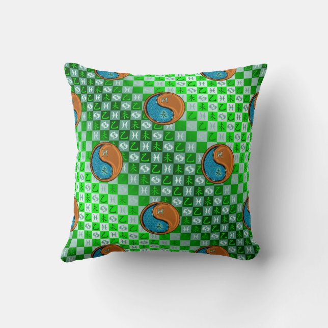 Almofada Peixes e Cabra de Madeira (Verso)