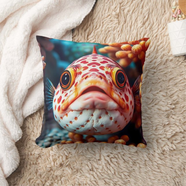 Almofada Peixes Engraçados e Coral Perto  (Cobertor)