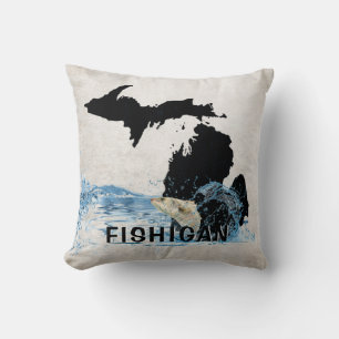 Almofada Peixes Grandes na Água com Gráfico de Michigan