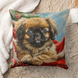Almofada Pekingese Cachorro Natal Festivo