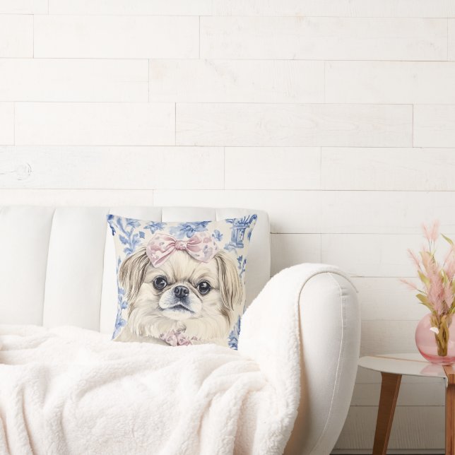 Almofada Pekingese Dog Blue Toile (Sofá)
