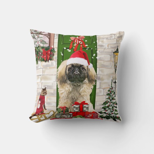Almofada Pekingese Dog Christmas (Frente)