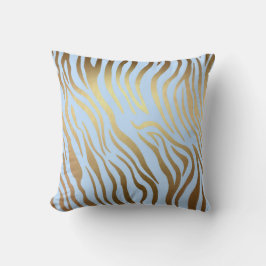 Almofada Pele Azul Zebra Safari Ouro Glam