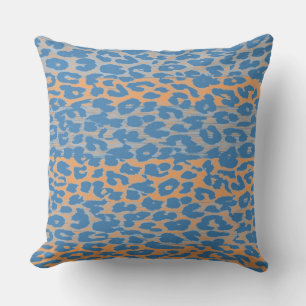 Almofada Pele de Impressão do Leopardo Laranja Azul-Retro