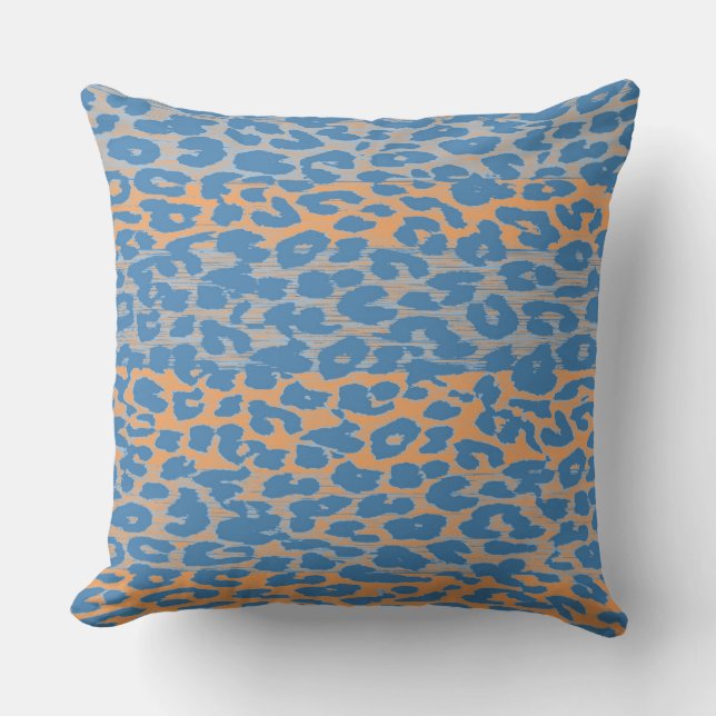 Almofada Pele de Impressão do Leopardo Laranja Azul-Retro (Frente)