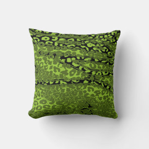 Almofada Pele de impressão do Leopardo-Retro (Limão, Verd