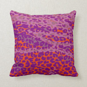 Almofada Pele de Impressão Leopardo Retro (Laranja, Roxo,