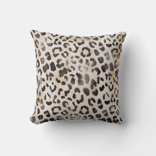 Almofada Pele de Leopardo em Marfim Tangerina (Frente)