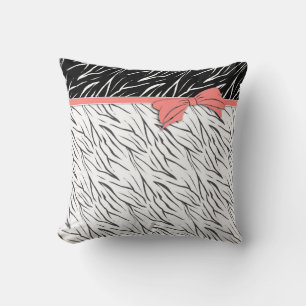 Almofada Pele de zebra estrias de couro branco preto, de ti