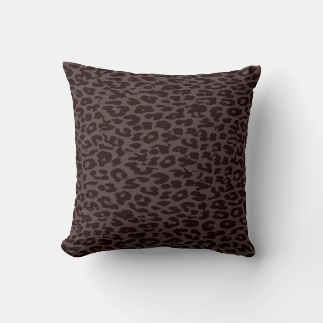 Almofada Pele Impressão Leopardo | Marrom Escuro Retro (Frente)