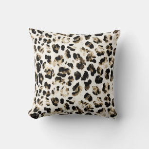 Almofada Pele-leopardo de aquarela, fundo de coloração de g