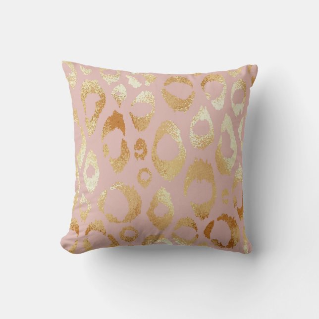 Almofada Pele-leopardo, textura de ouro-rosa (Frente)