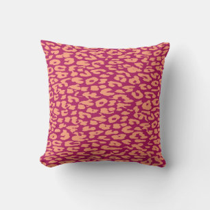 Almofada Peles com pele de Leopardo rosa e vermelha
