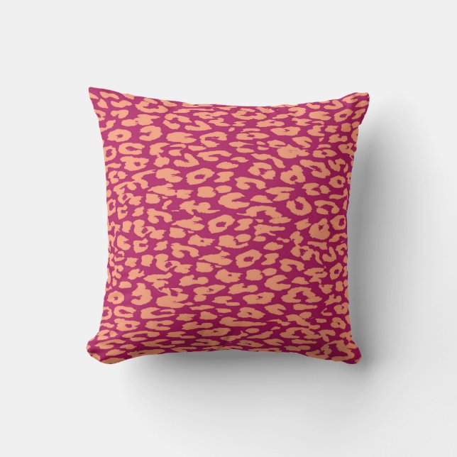 Almofada Peles com pele de Leopardo rosa e vermelha (Frente)
