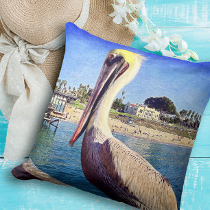 Almofada Pelican Bird Ocean Beach Pier Photo Modern Bold