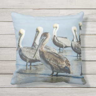 Almofada Pelicans Beach Ocean Blue Outdoor Travesseiro deco