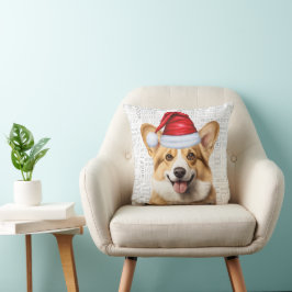 Almofada Pembroke Welsh Corgi Dog Watercolor Natal