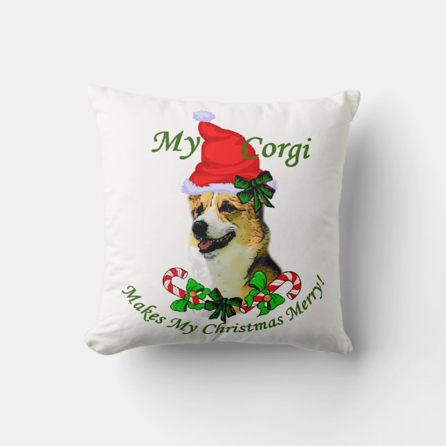 Almofada Pembroke Welsh Corgi Natal (Frente)