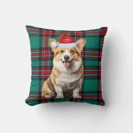 Almofada Pembroke Welsh Corgi Xadrez Verde