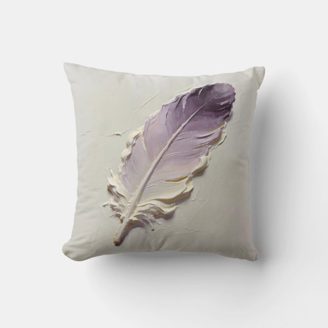 Almofada Pena Lavanda em Roxo Empoeirado Decoração Moderna (Frente)