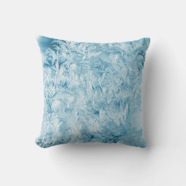 Almofada penas azuis abstratas e flocos de neve