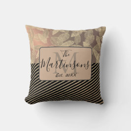 Almofada Penas Chic com Dourada Família Stripes Monograma