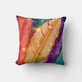 Almofada Penas Coloridas Vibrantes